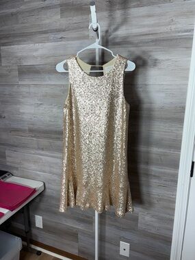 Lost + Wander Gold Sequin Asymmetrical Party Dress 2137